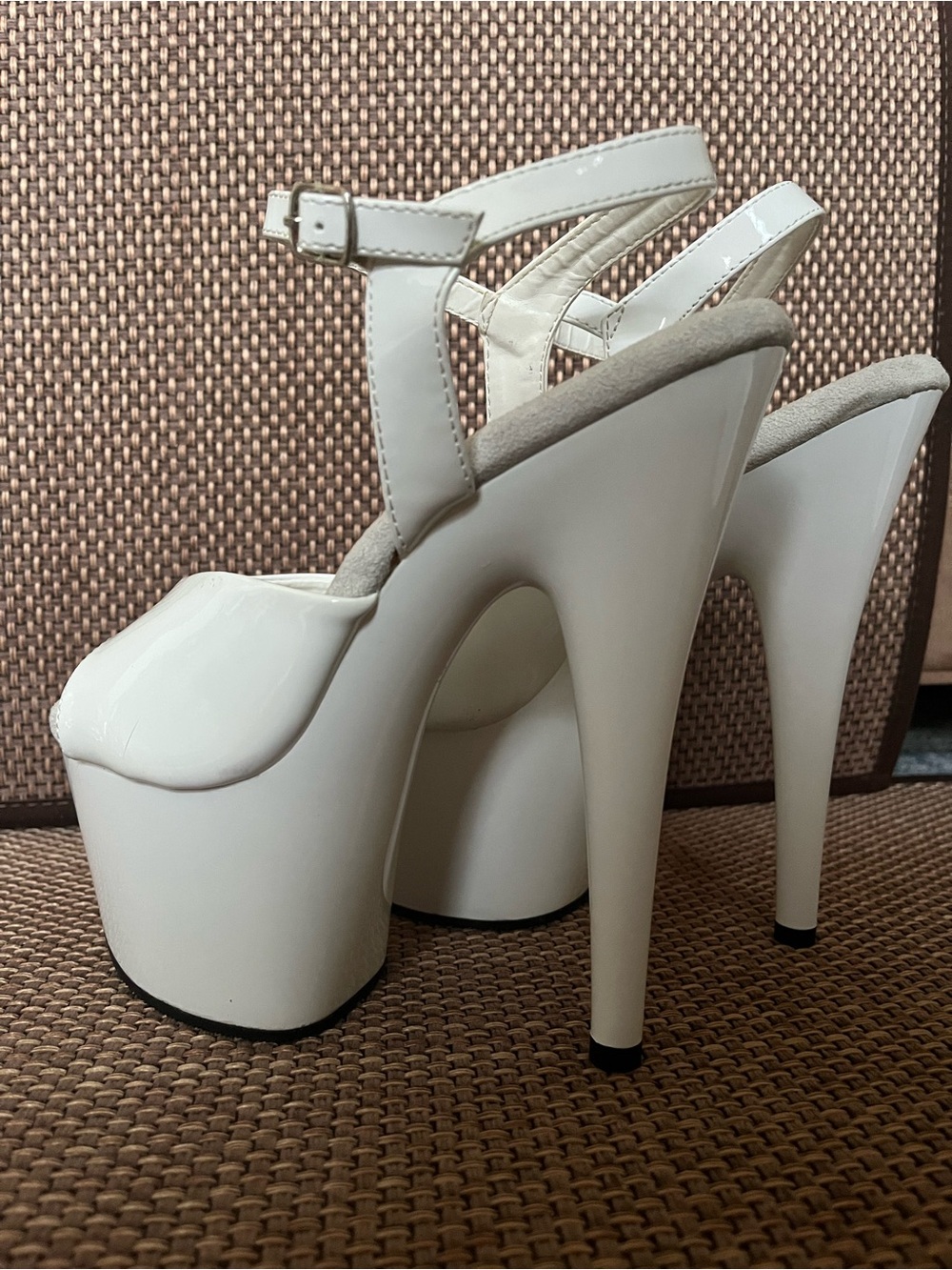 Pleaser White Platform Heels. US 8.